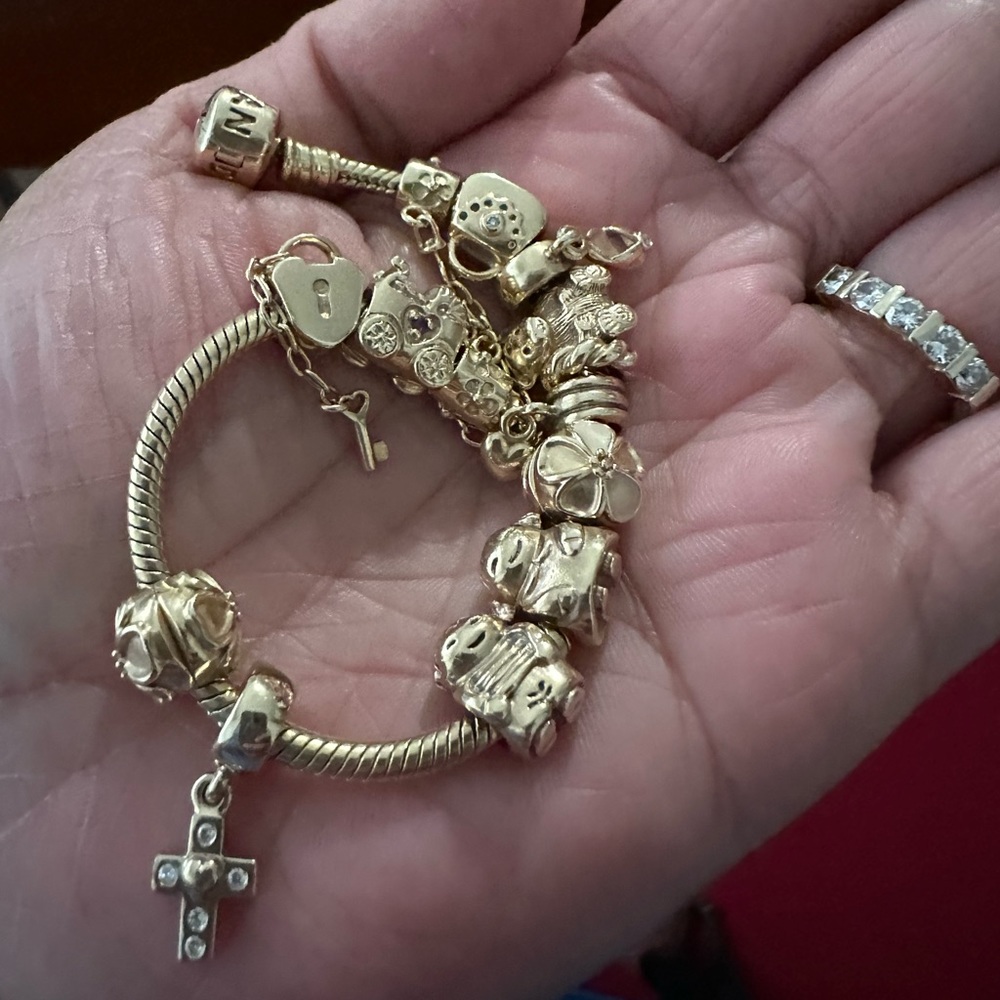 My Pandora 14k gold Bracelet and Charms ❤️